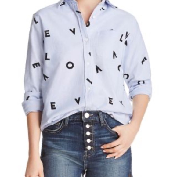Current/Elliott Tops - Current/Elliott Blue Button-Up Shirt, 0